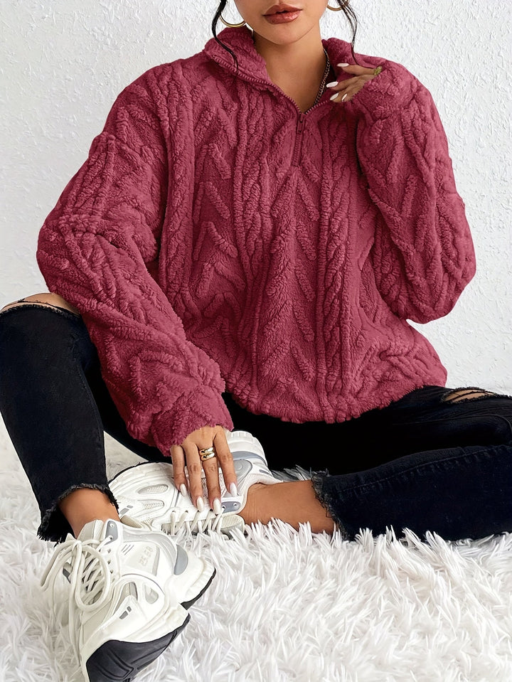 Dalia - Luxe Cable-Knit Fleece Sweatshirt