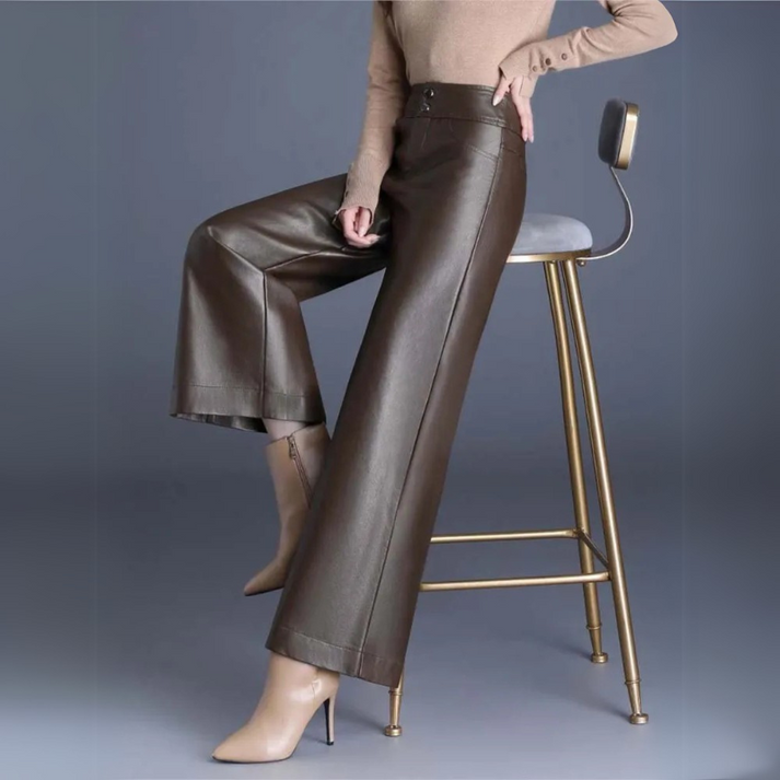 Lana - Wide-cut Leather Trousers