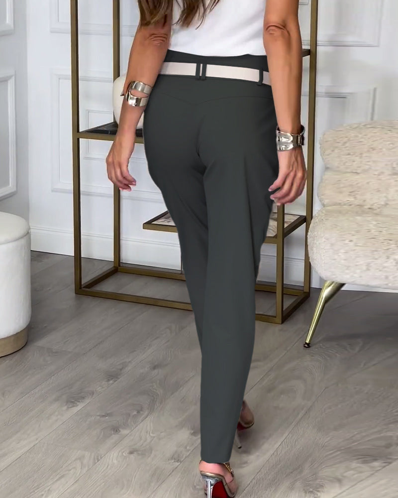 Elisa - High-Waist Pants + Free Belt