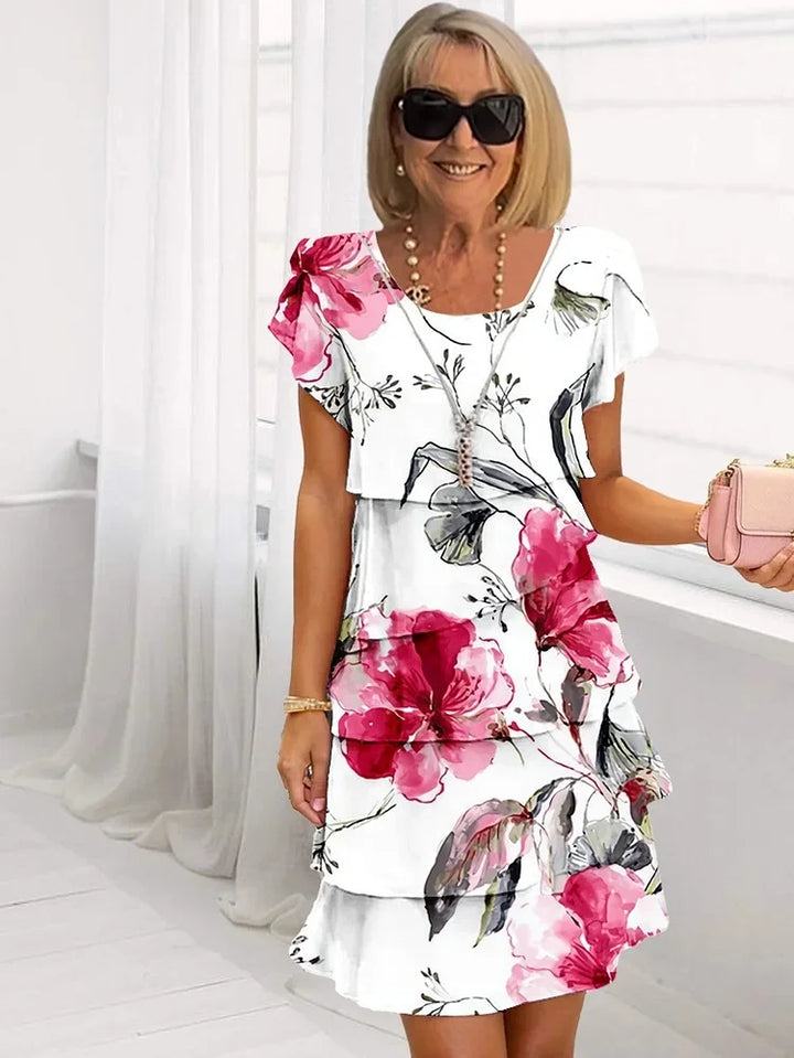 Georgia - Pleated Ruffled Floral Dress