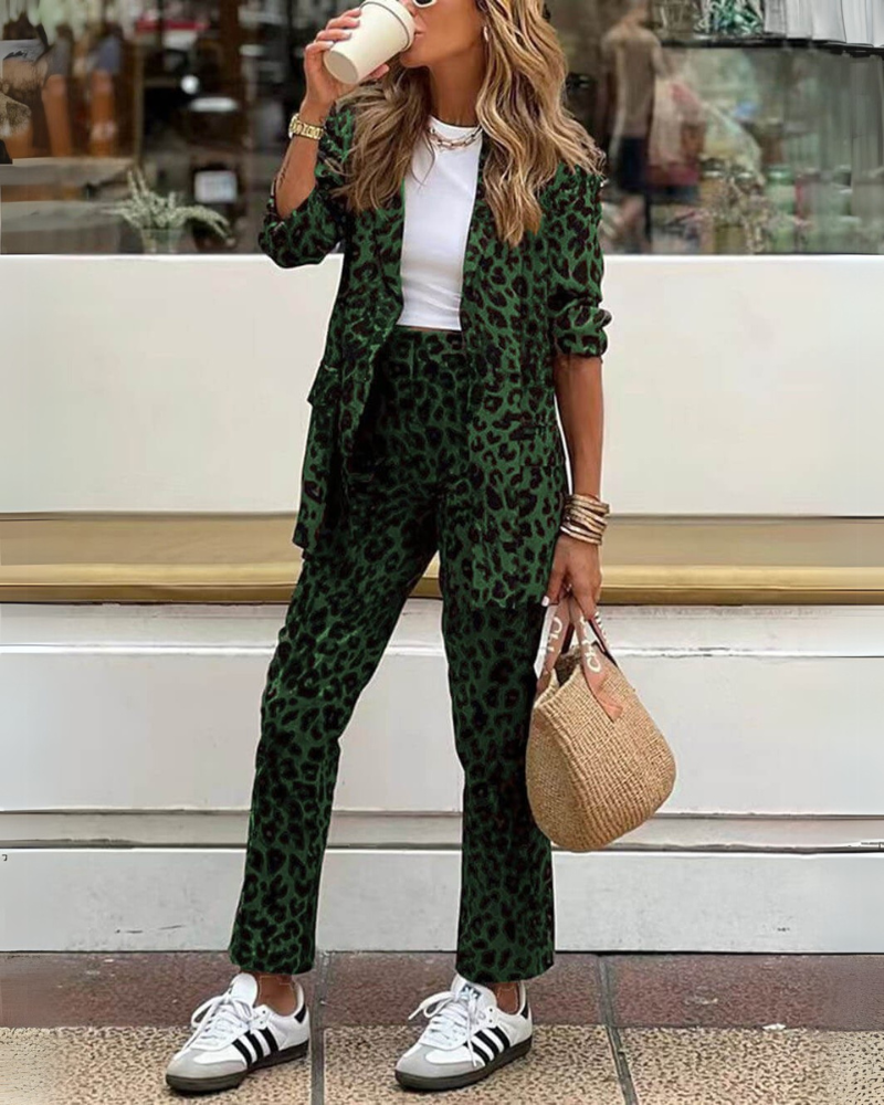 Adelaide - Leopard Print Blazer & Trousers Set