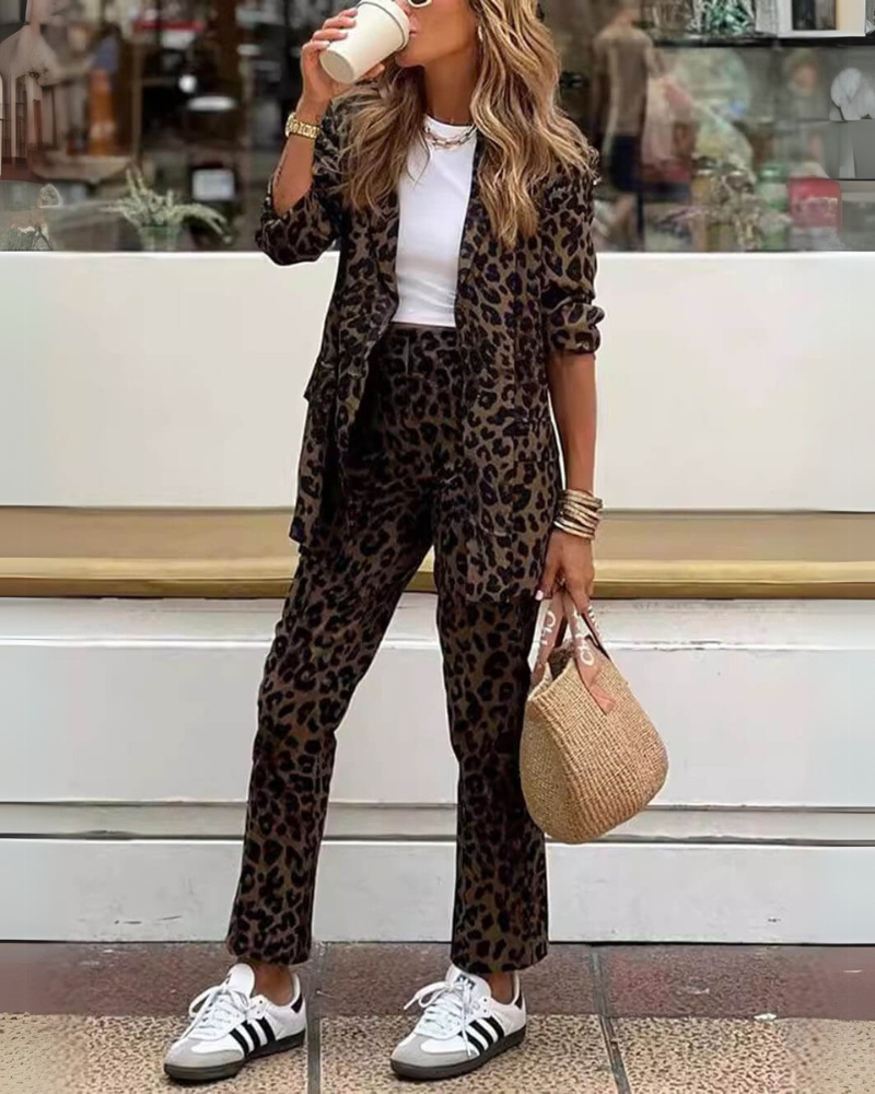 Adelaide - Leopard Print Blazer & Trousers Set