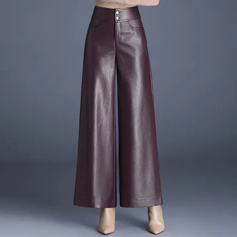 Lana - Wide-cut Leather Trousers