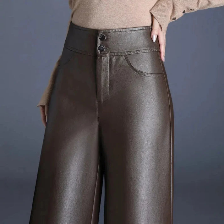 Lana - Wide-cut Leather Trousers