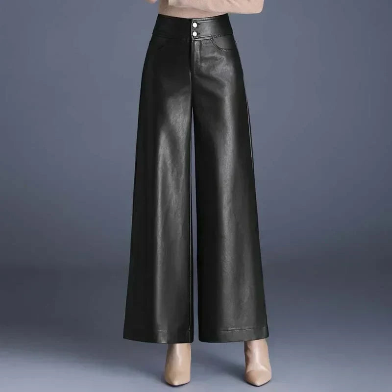 Lana - Wide-cut Leather Trousers