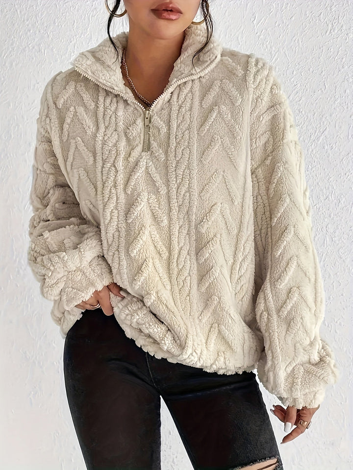 Dalia - Luxe Cable-Knit Fleece Sweatshirt