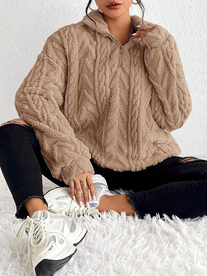 Dalia - Luxe Cable-Knit Fleece Sweatshirt