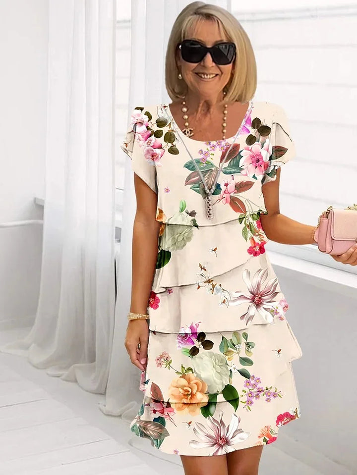 Georgia - Pleated Ruffled Floral Dress