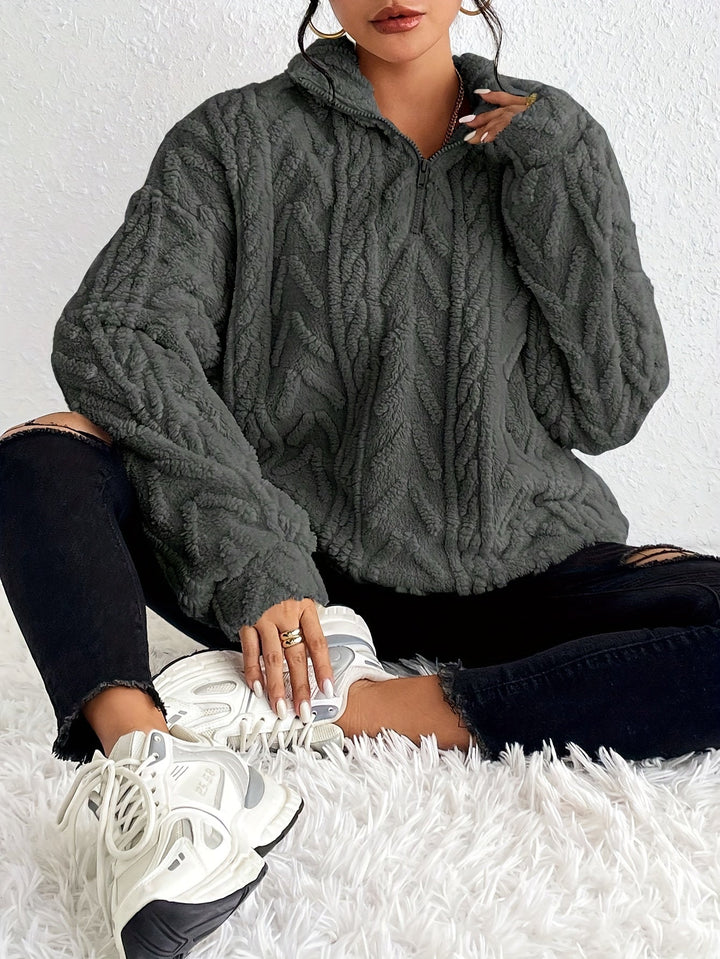 Dalia - Luxe Cable-Knit Fleece Sweatshirt